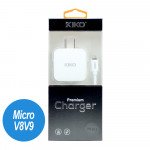 Wholesale Micro V8V9 Dual Port Premium Wall Charger 2 in 1 - 2.1A (Wall - White)